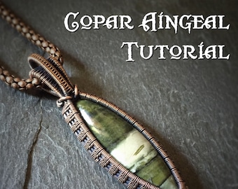 TUTORIAL - Fern Weave Pendant - Wire Wrapping - Jewelry Pattern - Marquise Cabochon Wire Wrapped Gemstone Lesson - Wire Wrap Stone