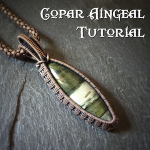 TUTORIAL - Fern Weave Pendant - Wire Wrapping - Jewelry Pattern - Marquise Cabochon Wire Wrapped Gemstone Lesson - Wire Wrap Stone