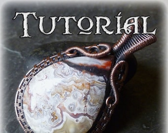 TUTORIAL - Winged Elegance - Wire Wrapped Pendant lesson for a GROOVED CABOCHON - Jewelry Class, Diy, Lesson Necklace Pendant Wirewrap