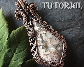 TUTORIAL - Seahorse Swirls Pendant - Wire Wrapping - Jewelry Pattern Kite, Square, Fan, Round, Oval Cabochon Wire Wrapped - Lesson - Class