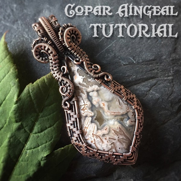 TUTORIAL - Seahorse Swirls Pendant - Wire Wrapping - Jewelry Pattern Kite, Square, Fan, Round, Oval Cabochon Wire Wrapped - Lesson - Class