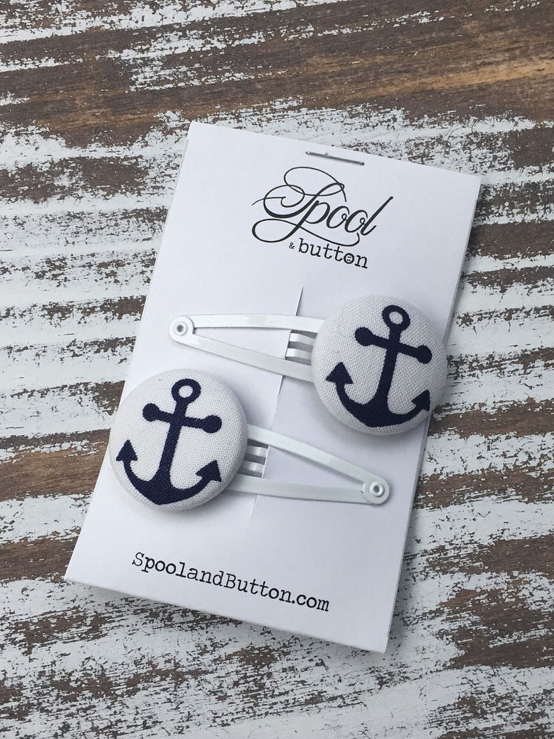 Hair Button Anchor Hair Elastic Nautical Ponytail Holder NAVY Wife, Anchor Clip Anchor Hair Tie