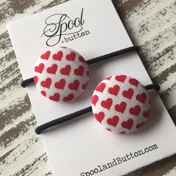 Red Heart Ponytail Holder, Valentine Accessory, Gift Red Heart Hair Elastic Hair Tie, Hair Button, Valentine Day Hair Clip, Heart Clip