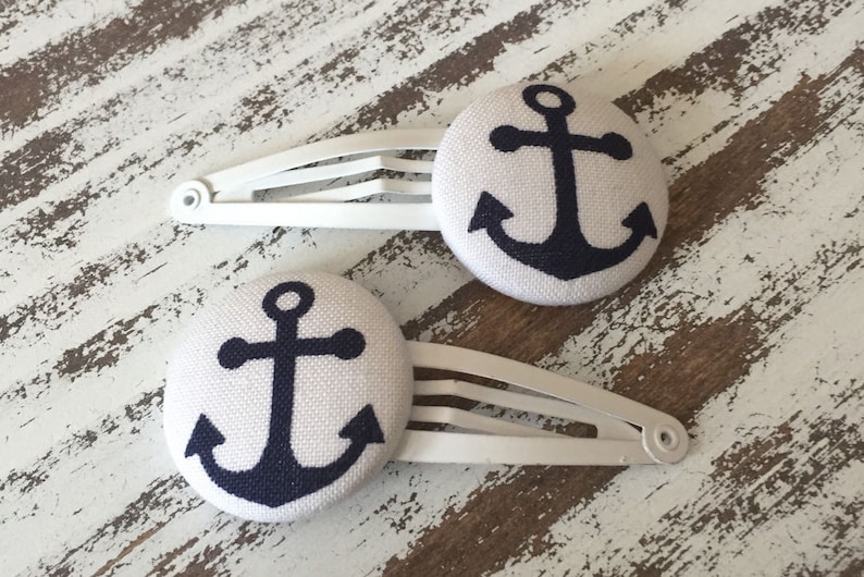 Hair Button Anchor Hair Elastic Nautical Ponytail Holder NAVY Wife, Anchor Clip Anchor Hair Tie