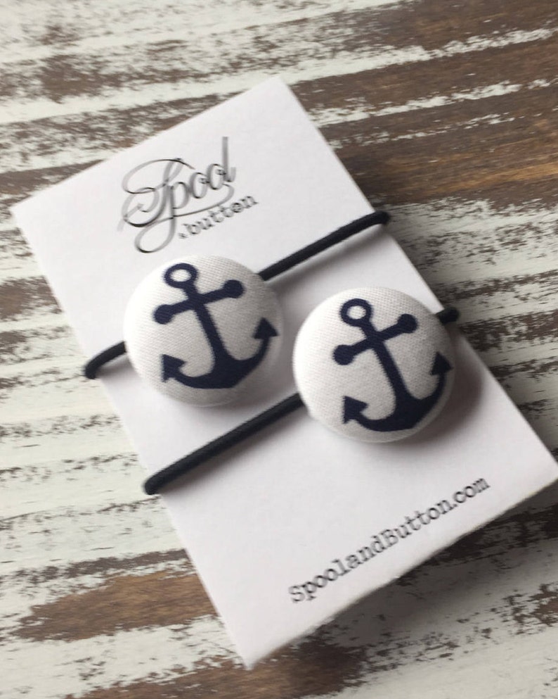 Hair Button Anchor Hair Elastic Nautical Ponytail Holder NAVY Wife, Anchor Clip Anchor Hair Tie