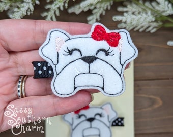 Bulldog Hair Bows, CUSTOM COLORS, Bulldog Hair Clips, Bulldog Mascot, Bulldogs Football, Bulldogs Baseball, Toddler Bows, Georgia Clips,