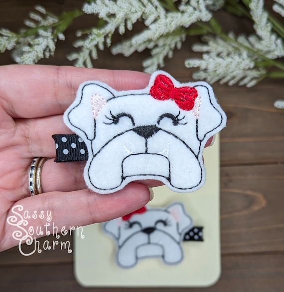 Bulldog Hair Bows, CUSTOM COLORS, Bulldog Hair Clips  display picture 3