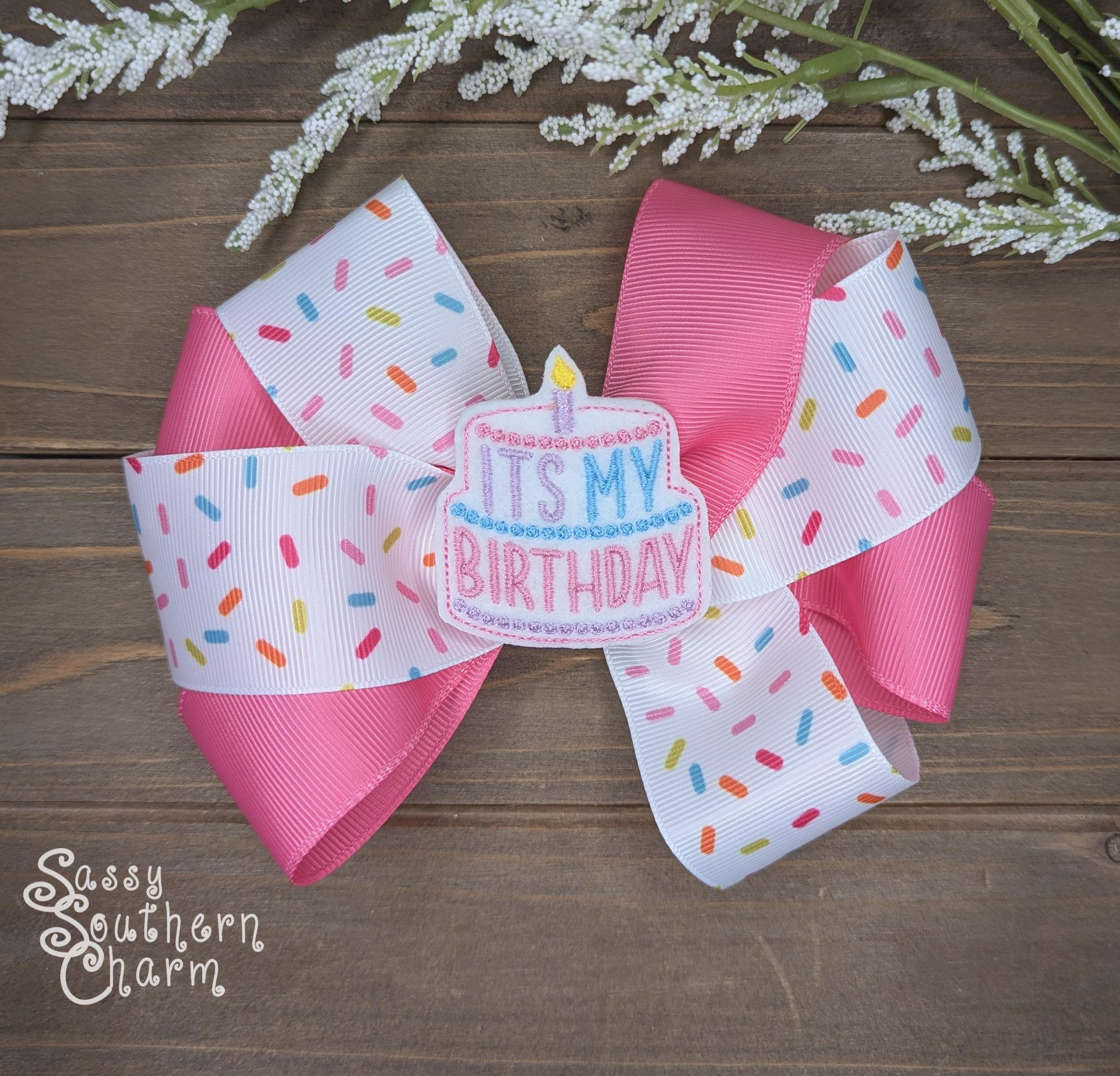 Birthday Hair Bow, Cake Hair Bow, It's My Birthday, Birthday Bows, Ribbon Bows,  Hair Bows for Girls, Baking Hair Bow, Unique Hair Bows,