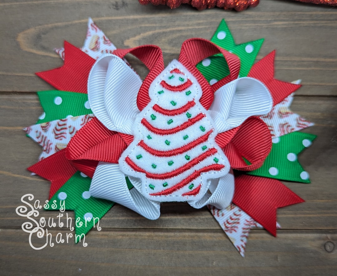 Christmas Tree Hair Bow, Christmas Hair Bow, Holiday Hair Bow