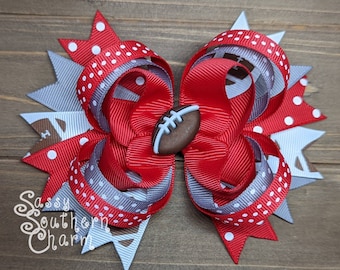 Football Hair Bow, CUSTOMIZE COLORS, College Football, Football Fan, High School Football, Little Sister Football, Ribbon Bows,