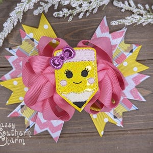 Back to School Bow, Pencil Hair Bow, Pencil Feltie, School Bows, First Day of School, Hair Bows for Girls, Kindergarten Bows, 1st Grade Bow