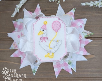 Goose Hair Bow, Silly Goose Bow, Goose Birthday Party, Silly Goose Accessories, Birthday Goose, Birthday Bow, Ribbon Bows,
