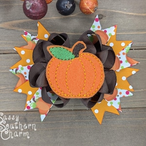 Pumpkin Hair Bow, Fall Hair Bow, Halloween Hair Bow, Pumpkin Patch Bow, Thanksgiving Hair Bow, Hair bows for girls,
