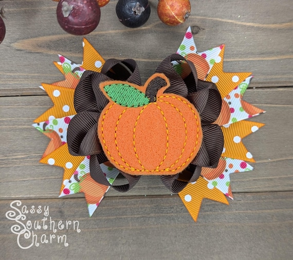 Pumpkin Hair Bow, Fall Hair Bow, Halloween Hair Bow, Pumpkin Patch Bow, Thanksgiving Hair Bow, Hair bows for girls,