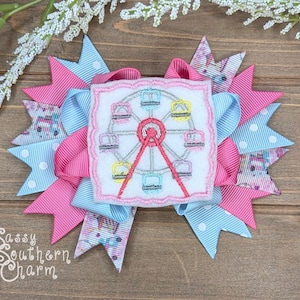 Ferris Wheel Bow, Fair Bow, Pastel Fair Bows, Feltie Fair Bow, Carnival Bow, State Fair, County Fair, Ribbon Bows,