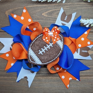 Football Hair Bow, CUSTOM COLORS AVAILABLE, College Football Bow, High School Football Bows, Feltie Football Bows, Football Fan,