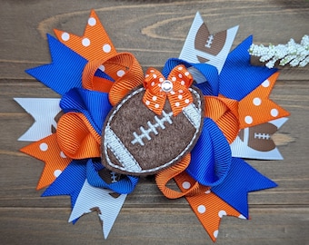 Football Hair Bow, CUSTOM COLORS AVAILABLE, College Football Bow, High School Football Bows, Feltie Football Bows, Football Fan,