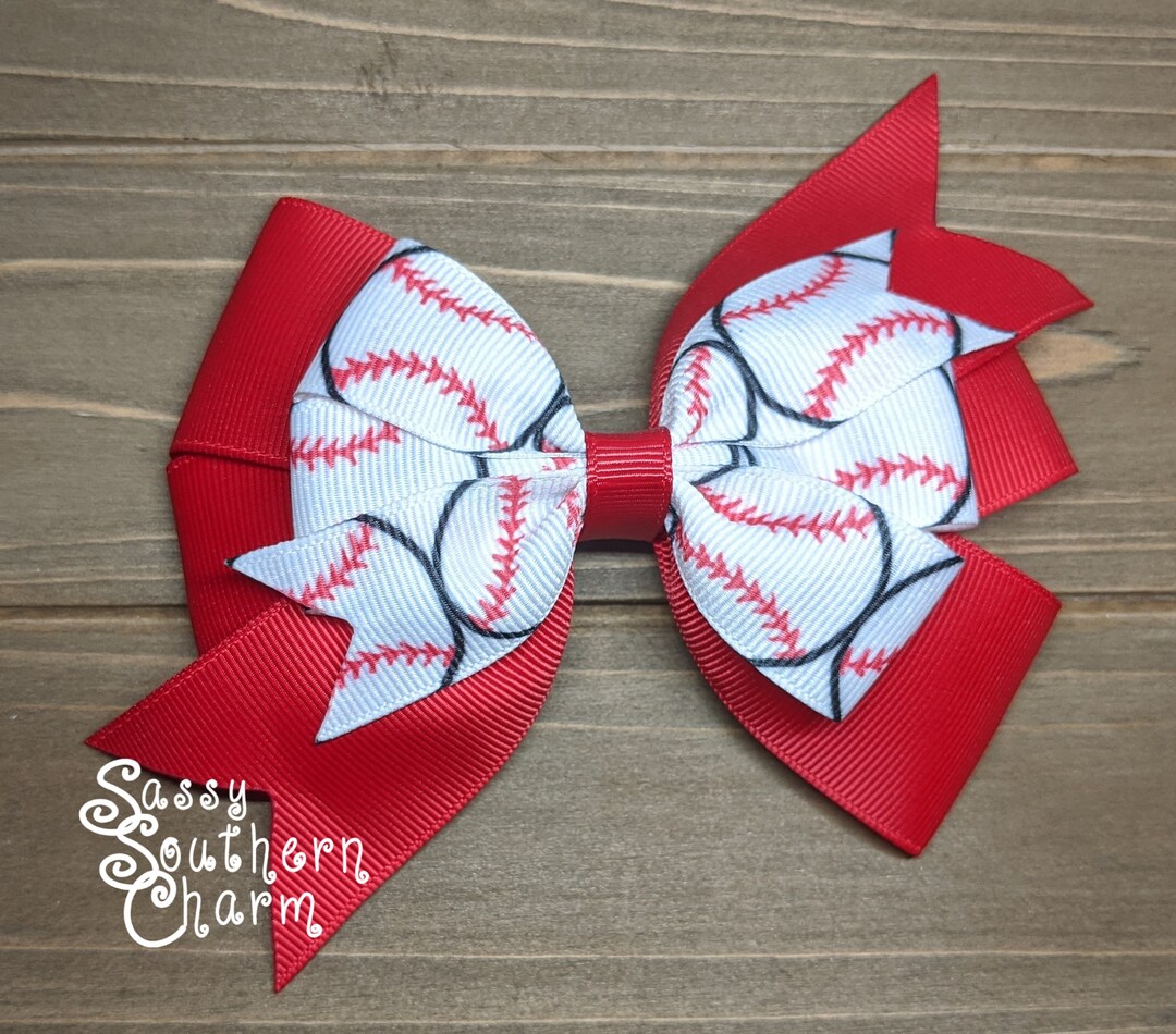 Baseball Hair Bow Tball Hair Bow Hair Bows for Girls Etsy