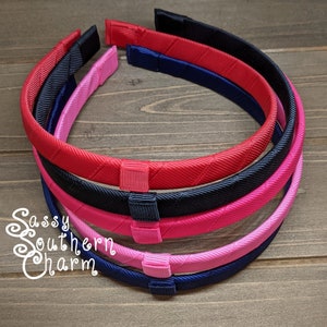 Big Girl Headbands, Interchangeable Headbands, Ribbon Wrapped Headband, Plastic Headband,