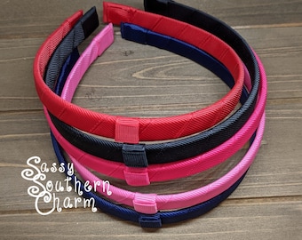 Big Girl Headbands, Interchangeable Headbands, Ribbon Wrapped Headband, Plastic Headband,