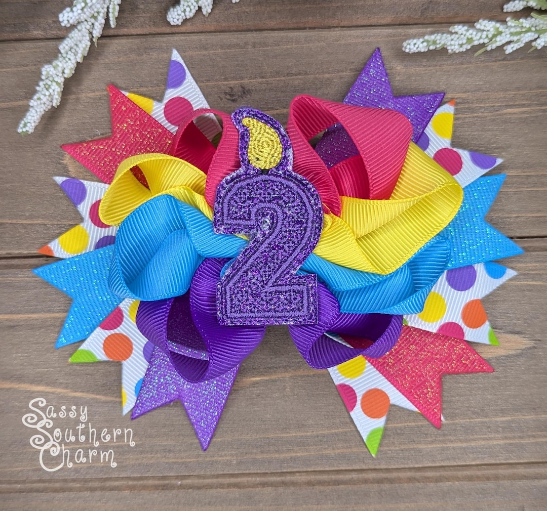 Birthday Hair Bow, Birthday Party Bow, Candle Bow, Birthday Girl ...