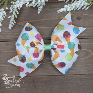 Ice Cream Hair Bow, Ice Cream Party, Summer Hair bow, Hair Bows for Girls, Ribbon Bows, Ice Cream cones, Party favors,