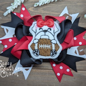 Bulldog Football Bow, CUSTOMIZE COLORS, Football Hair Bow, Bulldog Mascot, Football Fan,