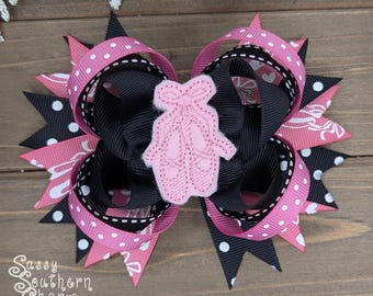 Ballet Bow, Ballerina Hair Bow, Ballet Hair Bow, Fancy Dancer, Dancing Hair Bow, Pretty Ballerina, Ballet Shoes,