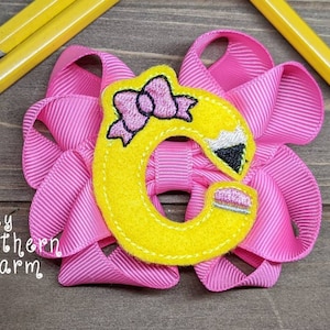 Back to School Hair Bow, Initial Pencil Hair Bow, CUSTOMIZE Pencil Bow, Kindergarten Hair Bow, 1st Grade Bow, 2nd Grade Bow, 3rd Grade Bow,