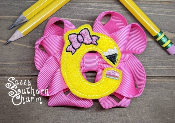Back to School Hair Bow, Initial Pencil Hair Bow, CUSTOMIZE Pencil Bow, Kindergarten Hair Bow, 1st Grade Bow, 2nd Grade Bow, 3rd Grade Bow,