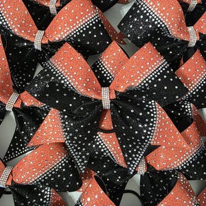 Black and Orange Rhinestone Cheer Bow