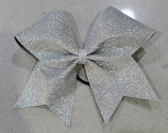 Silver Glitter Cheer Bow