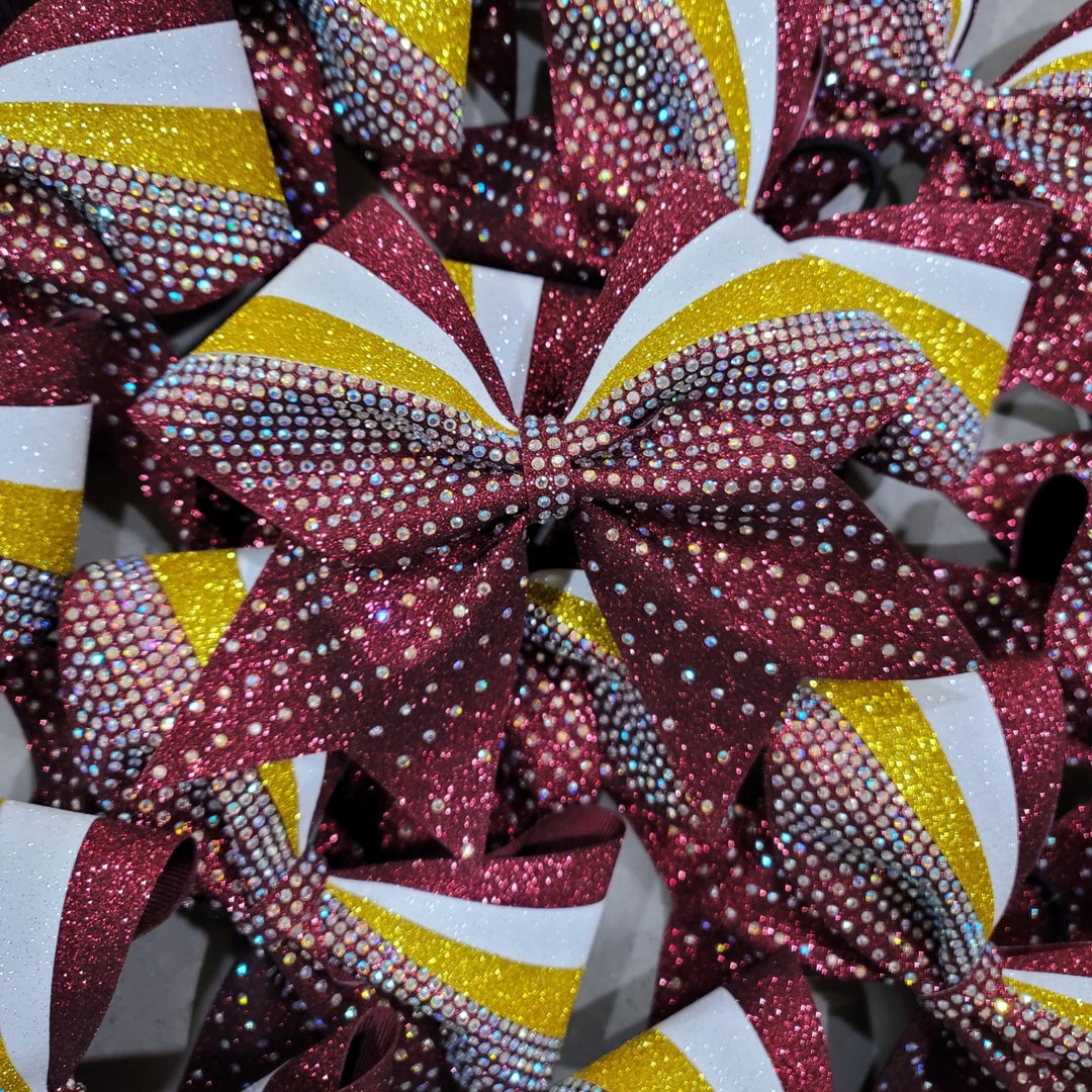 Maroon and Gold Rhinestone Cheer Bow - Etsy