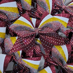 Maroon and Gold Rhinestone Cheer Bow