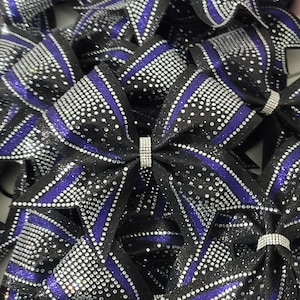 Black and Purple Rhinestone Cheer Bow