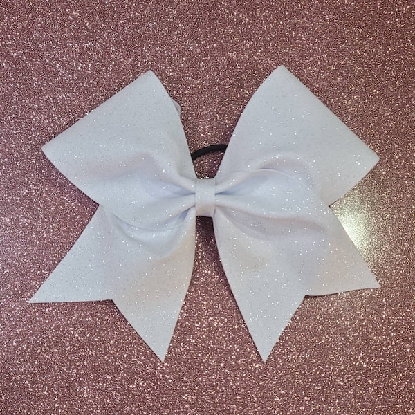 White Glitter Cheer Bow