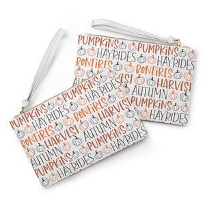 Calabazas de otoño, Hayrides, Cosecha, Bolso de mano de cuero sintético con estampado de otoño Cartera de mujer