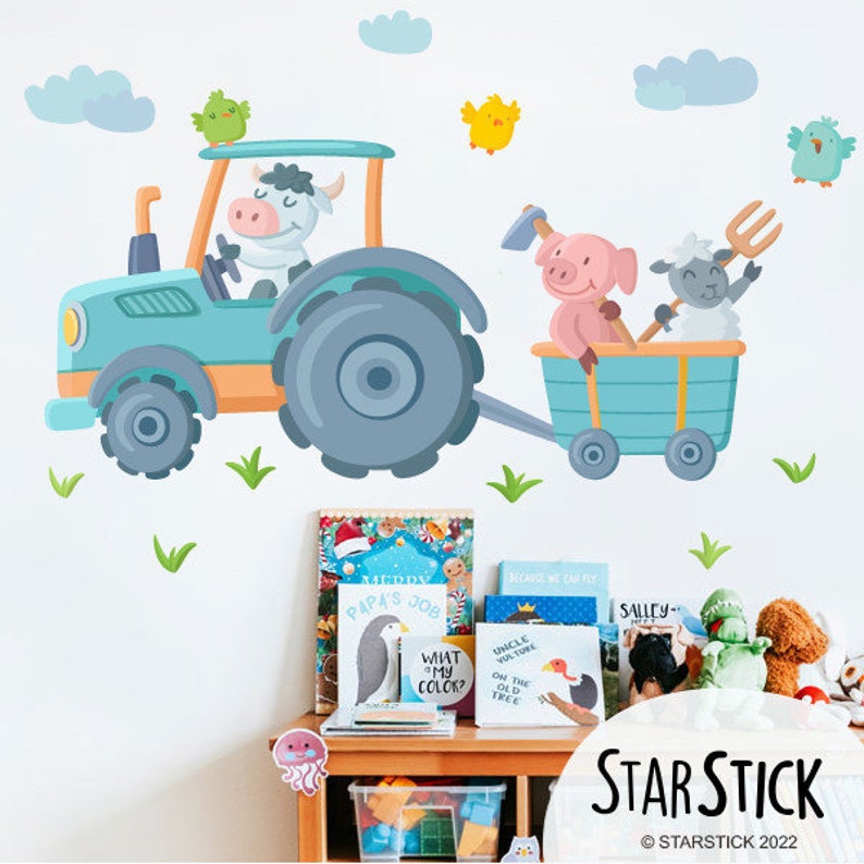Wall Decals For Children Tractor With Animals Decoration For Children Wall decals for children tractor with animals decoration for children