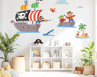 Stickers Pirate Wall Decal for Kids Room | Treasure Map Stickers | Nautical Adventure Decor for Boys and Girls