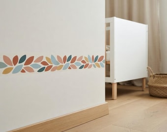 Bordo decorativo con foglie multicolori / Adesivo murale autoadesivo / Decorazione per cameretta e casa