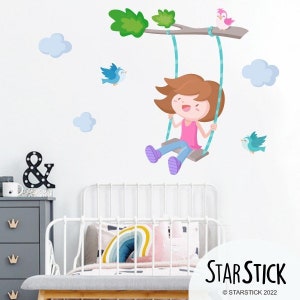 Stickers babymeisjes - Boom met schommel Girl