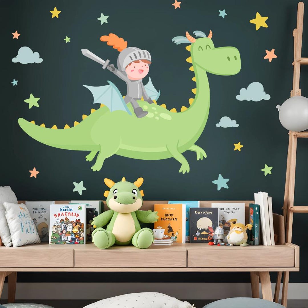 Knight and Dragon Wall Decal | Boy Wall Sticker | Murals | Baby Nursery ...