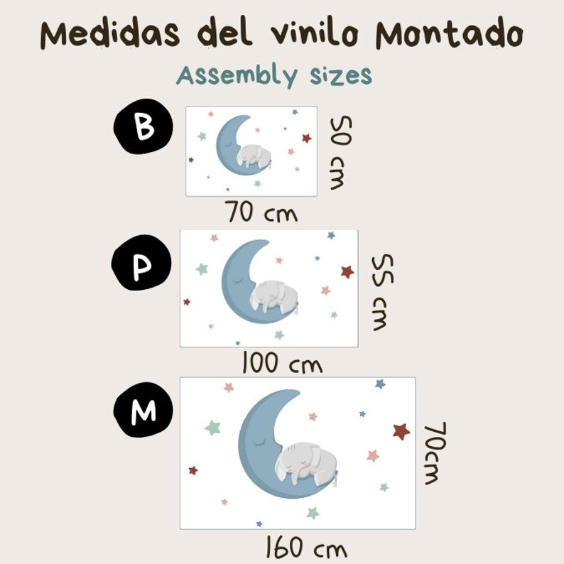 Déco Murale En Tissu Bébé éléphant Lune étoiles - Stickers Repositionnables