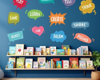 Motivational Speech Bubble Wall Stickers for Classroom & Playroom Decor – Educational Inspirational Quote Decals for Schools and Kids Rooms