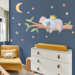 Koala sleeping on the branch Nursery Wall Decal | Wall Sticker | Murals | Baby Nursery Decals Set | Kids Wall Decal
