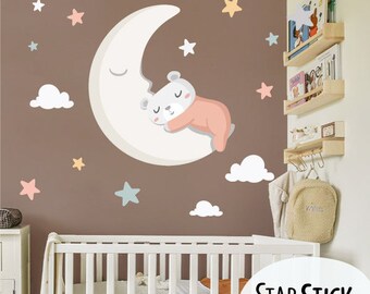 Vinilos infantiles bebé - Animales tocando la luna Teja - decoración  infantil para bebé - T0- Basico : : Bebé