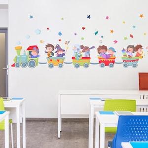 Children's wall stickers - School train - School decoration
