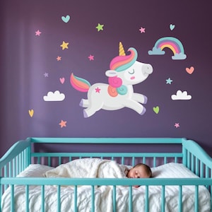 Unicorn wall decal Sticker | Unicorn Wall Decal | Girls Nursery | Stars Stickers | Girls Room Decoration | Sticker For a Girl