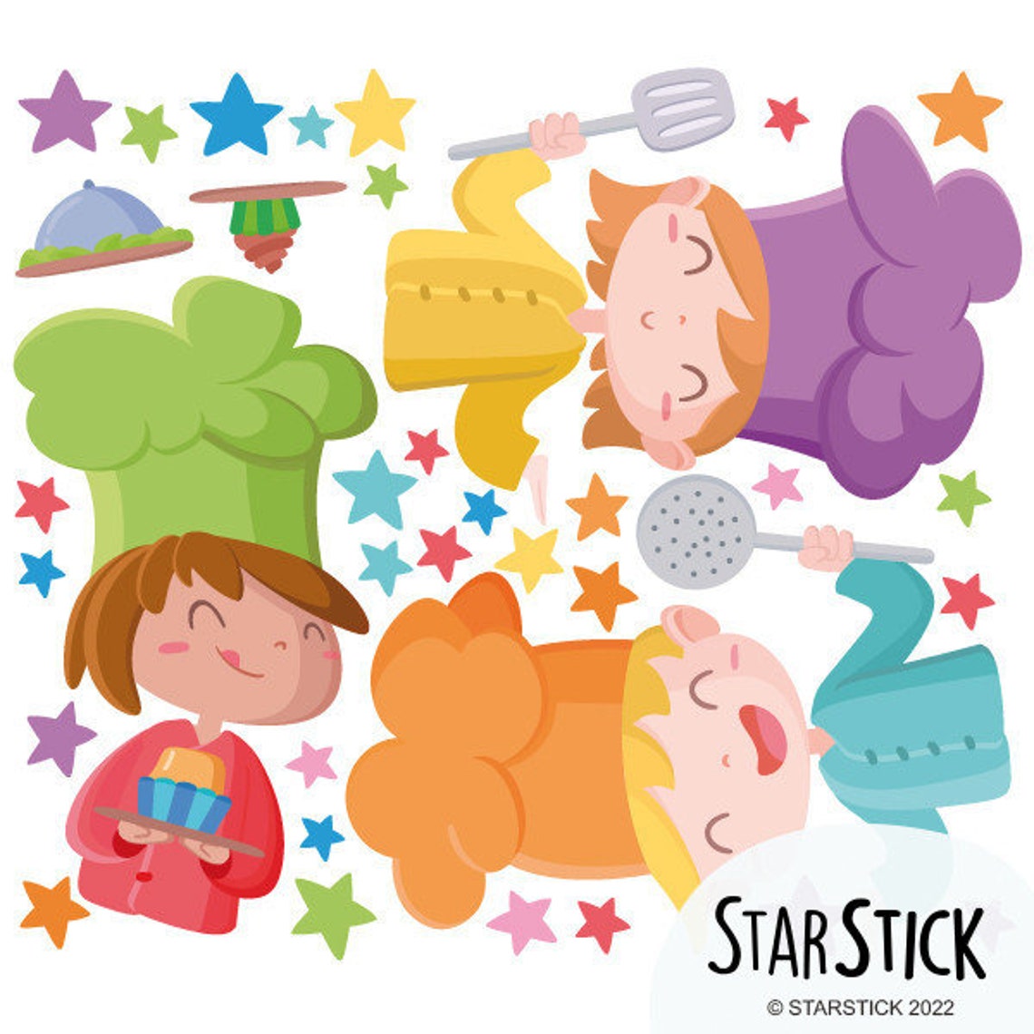 Three Cooks Three Cooks Wall Decal – Fun and Colorful School Canteen Wall Art ...