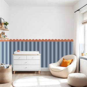 Beadboard Wall Panel Decal – Choose Color, Blue Wall Stickers, Modern Wainscoting Look, Easy Peel Decor, Wall Makeover